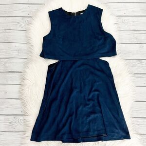 Fashion Union navy Suede Cutout Mini Dress